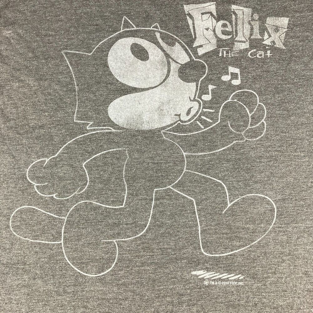 Felix the Cat Mens Graphic T Shirt Gray Heather Cartoon Retro 2010 Size Unknown